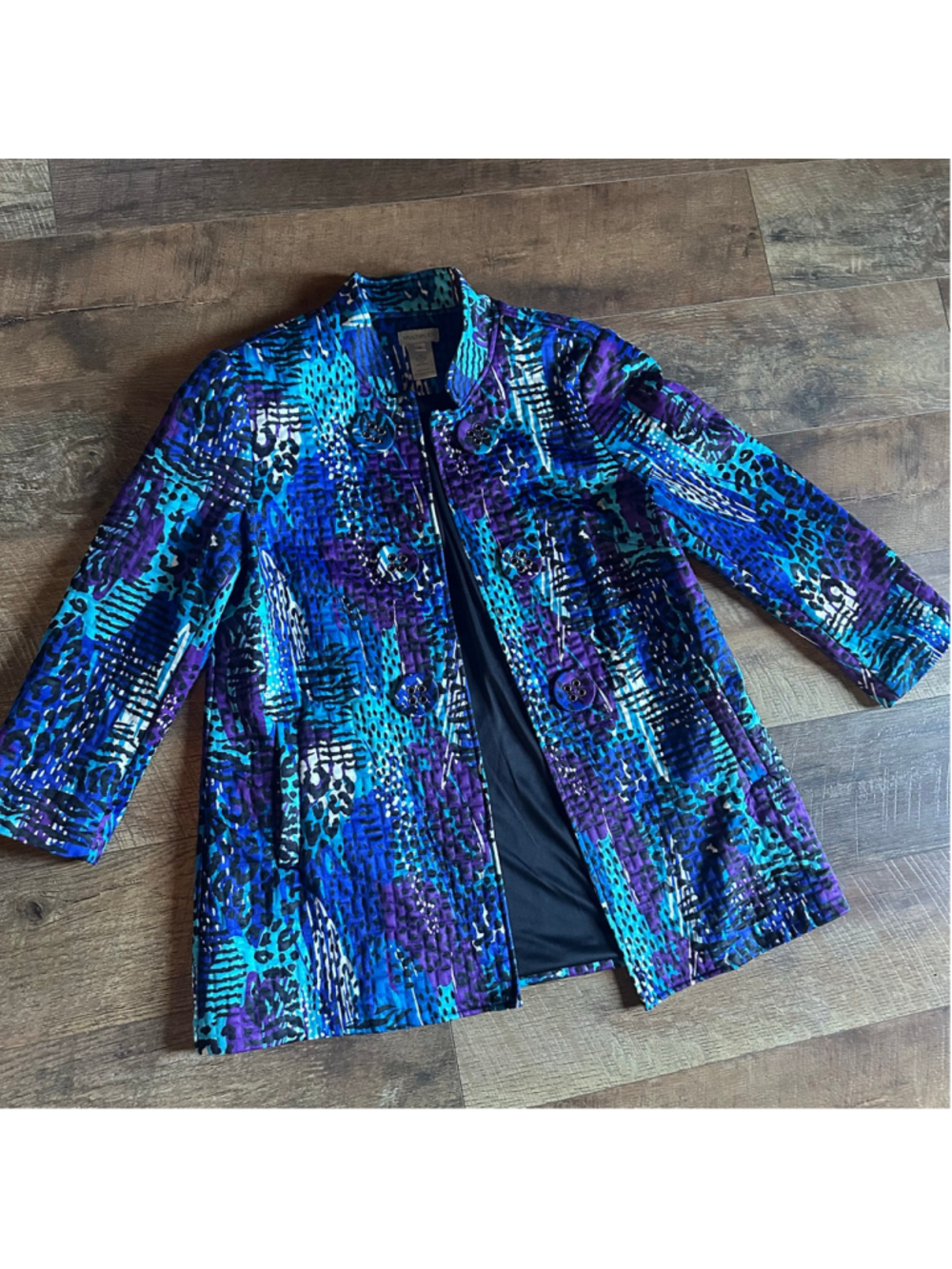 Women's MULTIPLES Blazer M Blue Purple Animal Print